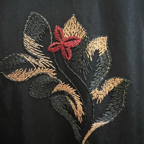 Marisa & Marie Embroidered Floral Tunic Dress Black XL Made in Italy Boho - Picture 7 of 8